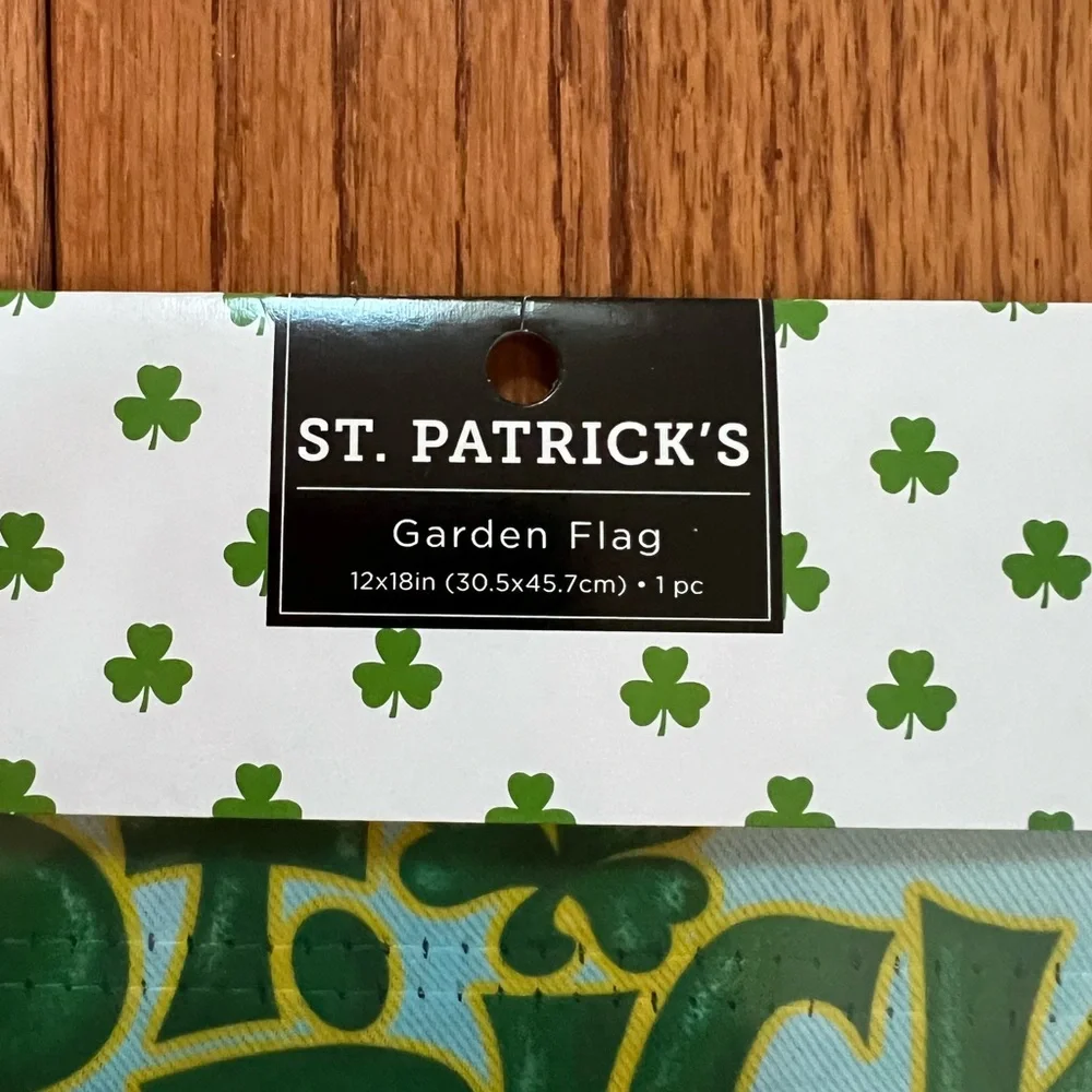 St. Patrick's Day Garden Flag with Green Shamrocks Double sided